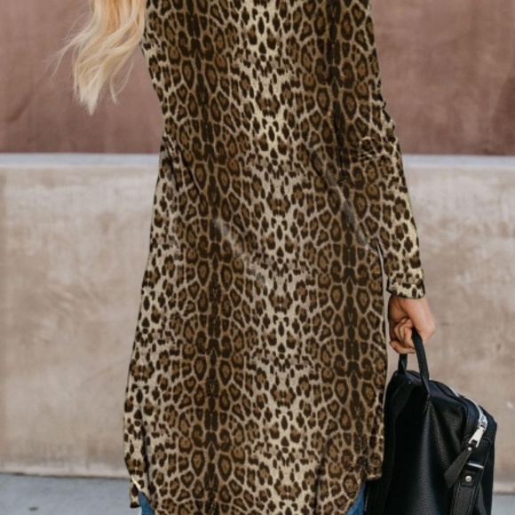 🎈1 Left❣️animal print Leopard Duster, cardigan - Picture 2 of 8
